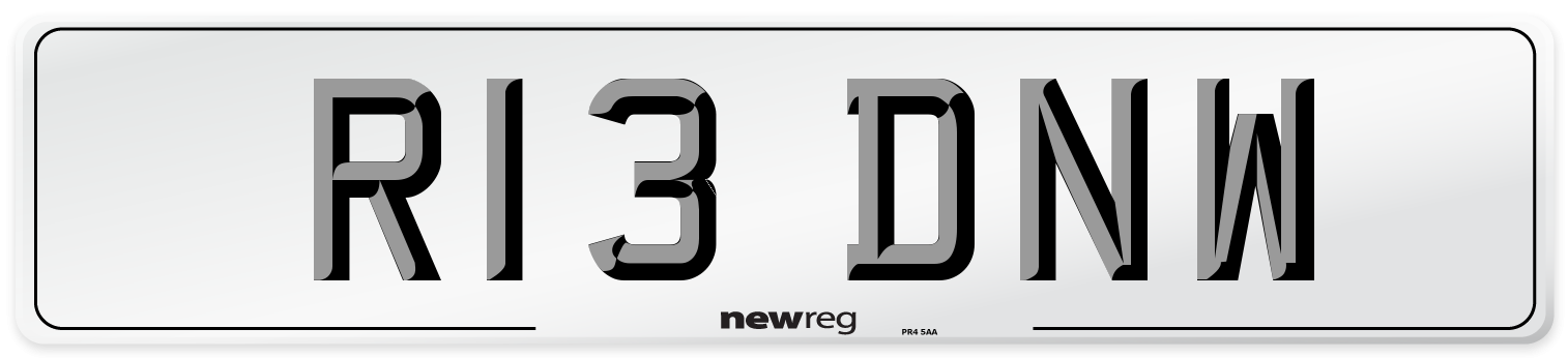 R13 DNW Number Plate from New Reg
